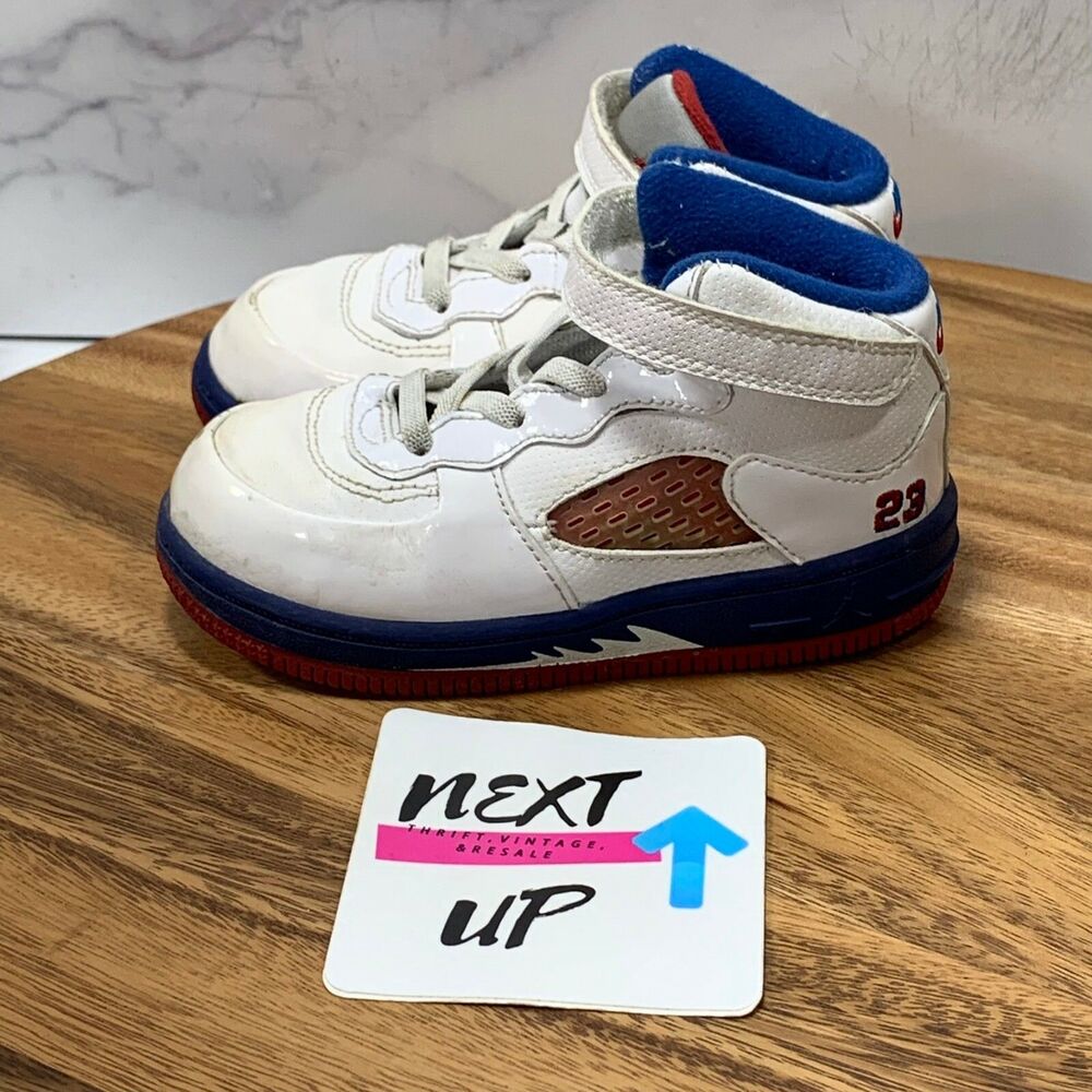 Size Toddler 8C-Nike Air Jordan V Fusion White Game Royal Athletic Sneakers